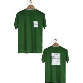 Herotasarım BLL684 Haki Marjinal Ön Arka Baskılı Bisiklet Yaka Kısa Kollu Erkek T-Shirt