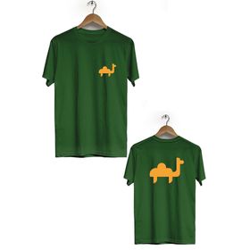 Herotasarım BLL717 Haki Kabe Ön Arka Baskılı Bisiklet Yaka Erkek T-shirt