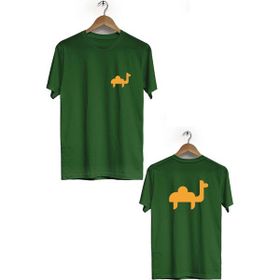 Herotasarım BLL717 Haki Kabe Ön Arka Baskılı Bisiklet Yaka Erkek T-shirt