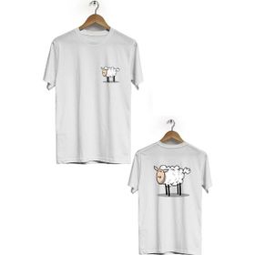 Herotasarım BLL757 Beyaz Kuzu Ön Arka Baskılı Bisiklet Yaka Kısa Kollu Erkek T-Shirt