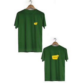 Herotasarım BLL882 Haki Idea Ön Arka Baskılı Bisiklet Yaka Erkek T-shirt
