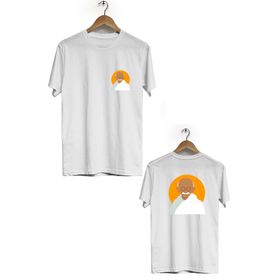 Herotasarım BLL944 Beyaz Gandhi Kısa Kol Tişört Ön Arka Baskılı Tshirt