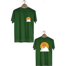 Herotasarım BLL944 Haki Gandhi Kısa Kol Tişört Ön Arka Baskılı Tshirt