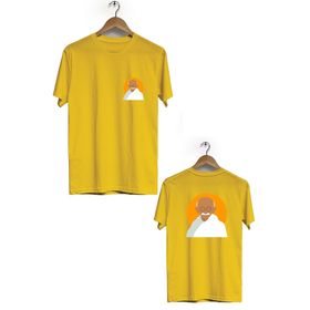 Herotasarım BLL944 Lacivert Gandhi Kısa Kol Tişört Ön Arka Baskılı Tshirt