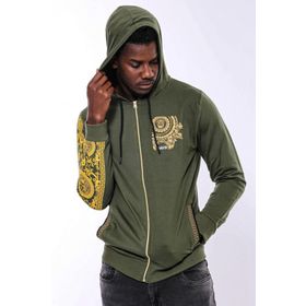 Herotasarım Yeşil Kapşonlu Baskılı Sweatshirt