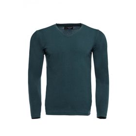 Herotasarım Yeşil V Yaka Baskısız Düz Sweatshirt