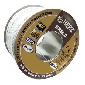 Herz RG6U6 100 m Beyaz Uydu Anten Kablosu