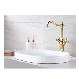 Hesaplı Çarşım Pirinç Gold Rustik Çanak Lavabo Bataryası