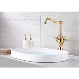 Hesaplı Çarşım Pirinç Gold Rustik Çanak Lavabo Bataryası