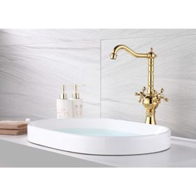 Hesaplı Çarşım Pirinç Gold Rustik Çanak Lavabo Bataryası