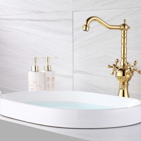 Hesaplı Çarşım Pirinç Gold Rustik Çanak Lavabo Bataryası