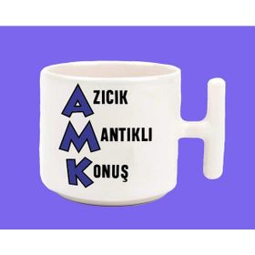 Hesaplısı Burada Azıcık Mantıklı Konuş Espirili Baskılı T Kulplu Beyaz Kupa Bardak