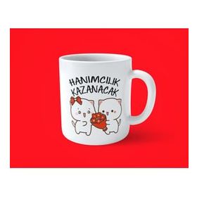 Hesaplısı Burada Hanımcılık Kazanacak Espirili Baskılı Kupa Bardak - Beyaz