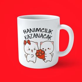 Hesaplısı Burada Hanımcılık Kazanacak Espirili Baskılı Kupa Bardak - Beyaz