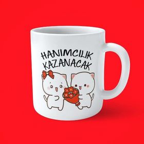 Hesaplısı Burada Hanımcılık Kazanacak Espirili Baskılı Kupa Bardak - Beyaz