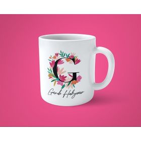 Hesaplısı Burada Renkli Çiçekli G Harfli Kişiye Özel Isimli Baskılı Kupa Bardak