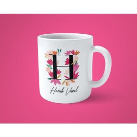 Hesaplısı Burada Renkli Çiçekli H Harfli Kişiye Özel Isimli Baskılı Kupa Bardak
