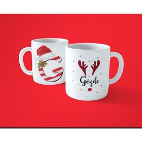 Hesaplısı Burada Yeni Yıla Özel G Harfli İsim Basılı Beyaz Kupa Bardak