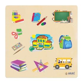 Hi-Q Toys Okul Araçları Ahşap Tutmalı Puzzle