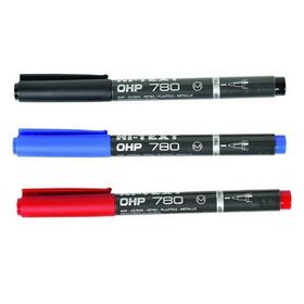 Hi-Text 780 OHP Mavi Kırmızı Siyah Permanent Kalem S- M Asetat CD Kalemi