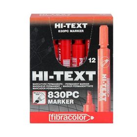 Hi-Text 830PC Kırmızı 12 Adet Kesik Uç Permanent Marker Koli Kalemi
