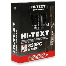 Hi-Text 830PC Siyah 12 Adet Kesik Uç Permanent Marker Koli Kalemi