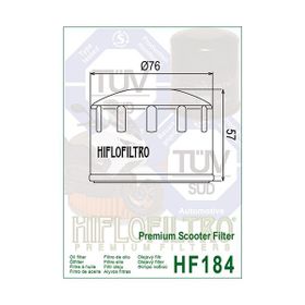 Hiflo HF184 Peugeot Satelis 400 2007-2013 Uyumlu Yağ Filtresi