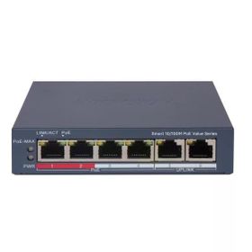 Hikvision DS-3E1106P-EI-M 4 Port 10-100 Gbit PoE 2 Port Uplink Metal 30 W PoE Switch