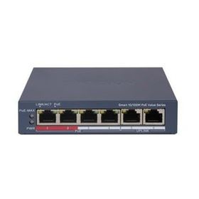 Hikvision DS-3E1106P-EI/M 4 Port 10-100 Gbit PoE 2 Port Uplink Metal 30 W PoE Switch