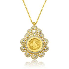 HİLALSHOP 925 Ayar Damla Çerçeveli Tuğra Kadın Gümüş Kolye