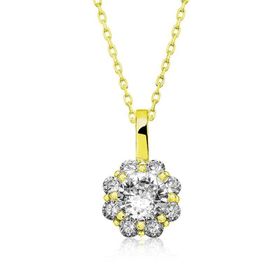 HİLALSHOP 925 Ayar Gold Çiçek Kadın Gümüş Kolye