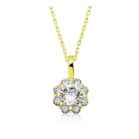 HİLALSHOP 925 Ayar Gold Çiçek Kadın Gümüş Kolye