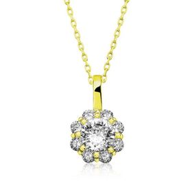 HİLALSHOP 925 Ayar Gold Çiçek Kadın Gümüş Kolye