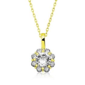 HİLALSHOP 925 Ayar Gold Çiçek Kadın Gümüş Kolye