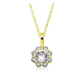 HİLALSHOP 925 Ayar Gold Çiçek Kadın Gümüş Kolye