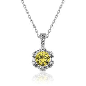 HİLALSHOP ​925 Ayar Gümüş Buğday Sarısı Baget Taşlı Kadın Gümüş Kolye