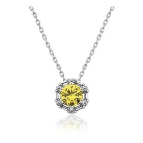 HİLALSHOP ​925 Ayar Gümüş Buğday Sarısı Baget Taşlı Kadın Gümüş Kolye