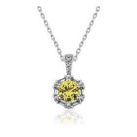 HİLALSHOP ​925 Ayar Gümüş Buğday Sarısı Baget Taşlı Kadın Gümüş Kolye