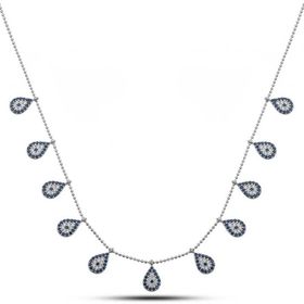 HİLALSHOP 925 Ayar Gümüş Damla Nazarlı Şans Kadın Gümüş Kolye