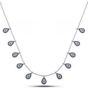 HİLALSHOP 925 Ayar Gümüş Damla Nazarlı Şans Kadın Gümüş Kolye