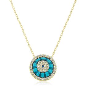 HİLALSHOP 925 Ayar Gümüş Gold Camgöz Nazar Kadın Gümüş Kolye