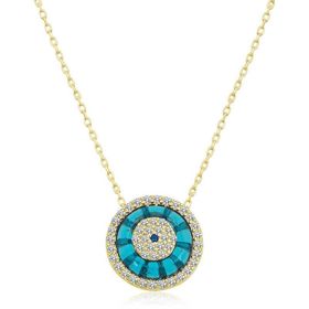 HİLALSHOP 925 Ayar Gümüş Gold Camgöz Nazar Kadın Gümüş Kolye