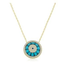 HİLALSHOP 925 Ayar Gümüş Gold Camgöz Nazar Kadın Gümüş Kolye