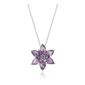 HİLALSHOP 925 Ayar Gümüş Mor Lotus Çiçeği Bayan Gümüş Kolye