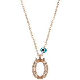 HİLALSHOP 925 Ayar Gümüş Nazar Rose Ö Harfi Kadın Gümüş Kolye