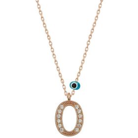 HİLALSHOP 925 Ayar Gümüş Nazar Rose Ö Harfi Kadın Gümüş Kolye