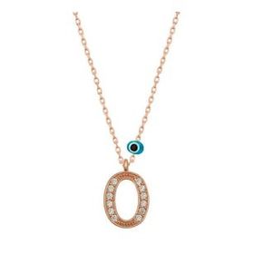 HİLALSHOP 925 Ayar Gümüş Nazar Rose Ö Harfi Kadın Gümüş Kolye