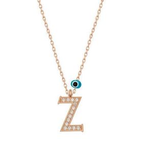 HİLALSHOP 925 Ayar Gümüş Nazar Rose Z Harfi Kadın Gümüş Kolye