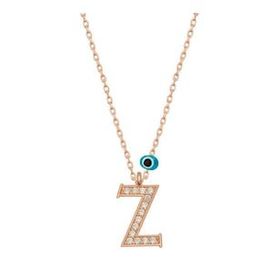 HİLALSHOP 925 Ayar Gümüş Nazar Rose Z Harfi Kadın Gümüş Kolye