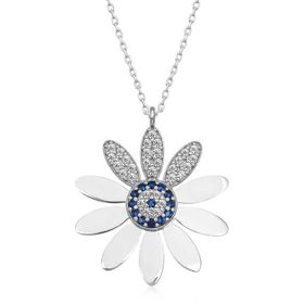 HİLALSHOP 925 Ayar Gümüş Nazarlı Papatya Kadın Gümüş Kolye